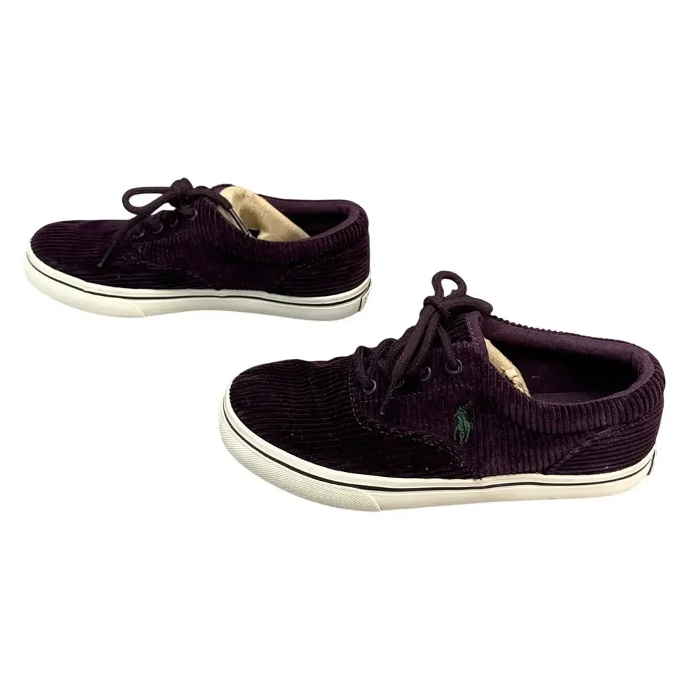 Polo Ralph Lauren Keaton Plum Purple Corduroy Kids Sneakers Youth Size 3